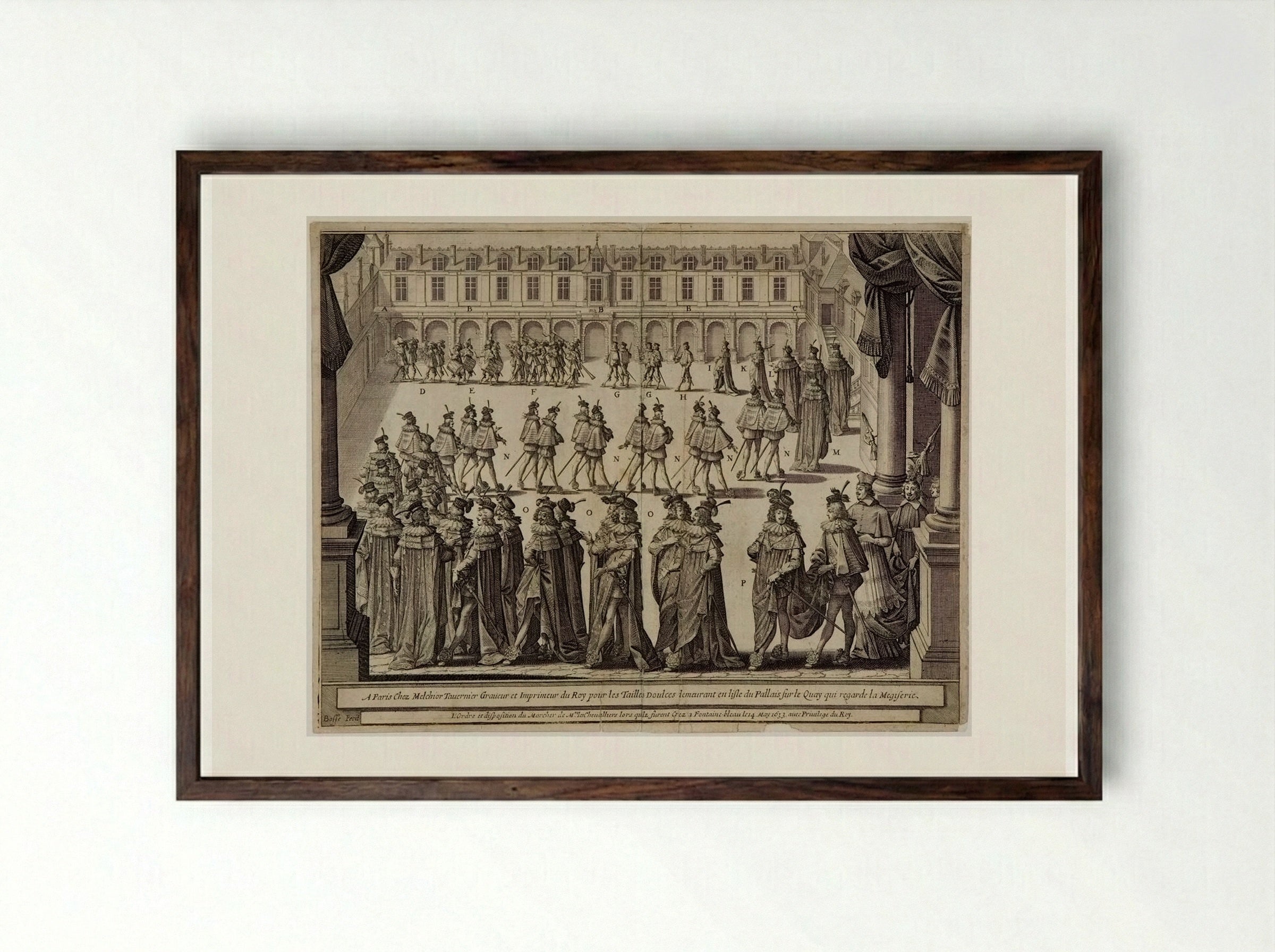 L'Ordre et disposition du marcher - Abraham Bosse - Framed Print Dark Wood