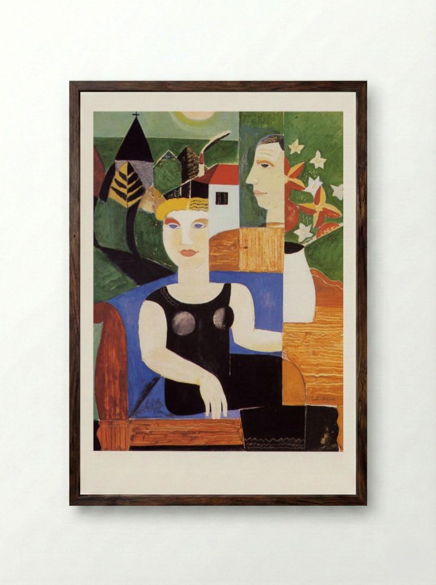 L'artiste et sa femme - Gustave de Smet - Framed Print Dark Wood