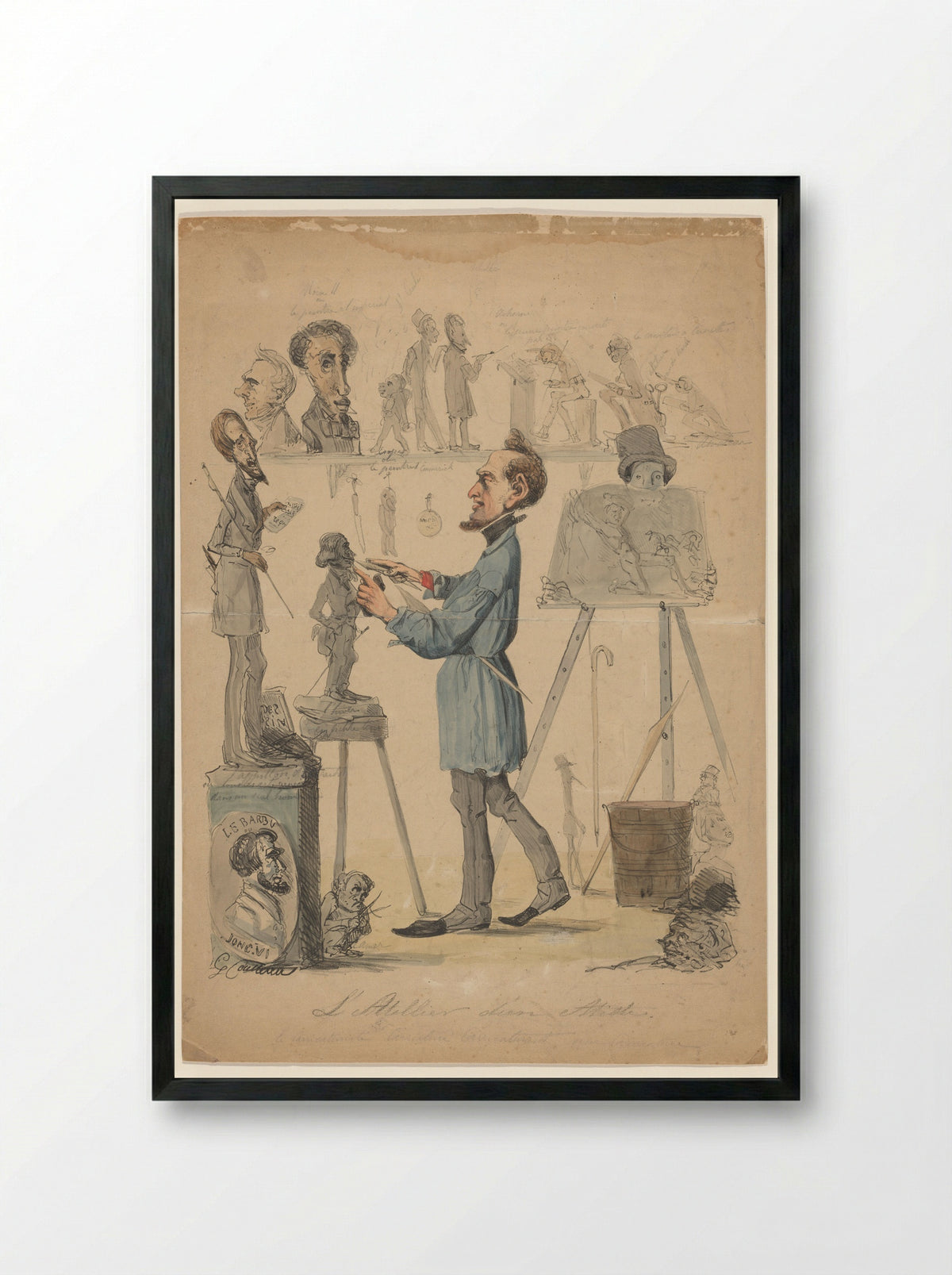 L’atelier d’un Artiste - George Coutteau - Framed Print Black