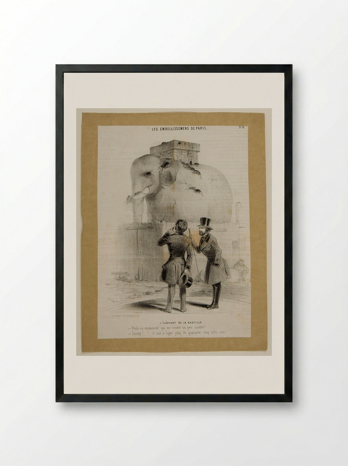 L'Éléphant de la Bastille - Frédéric Bouchot - Framed Print Black