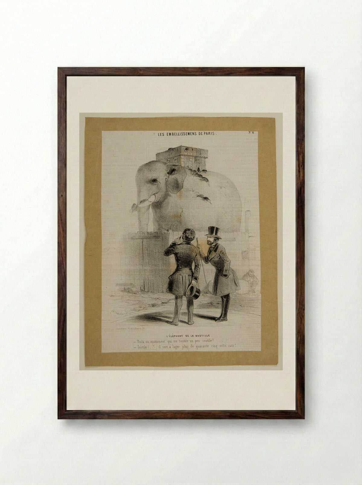 L'Éléphant de la Bastille - Frédéric Bouchot - Framed Print Dark Wood