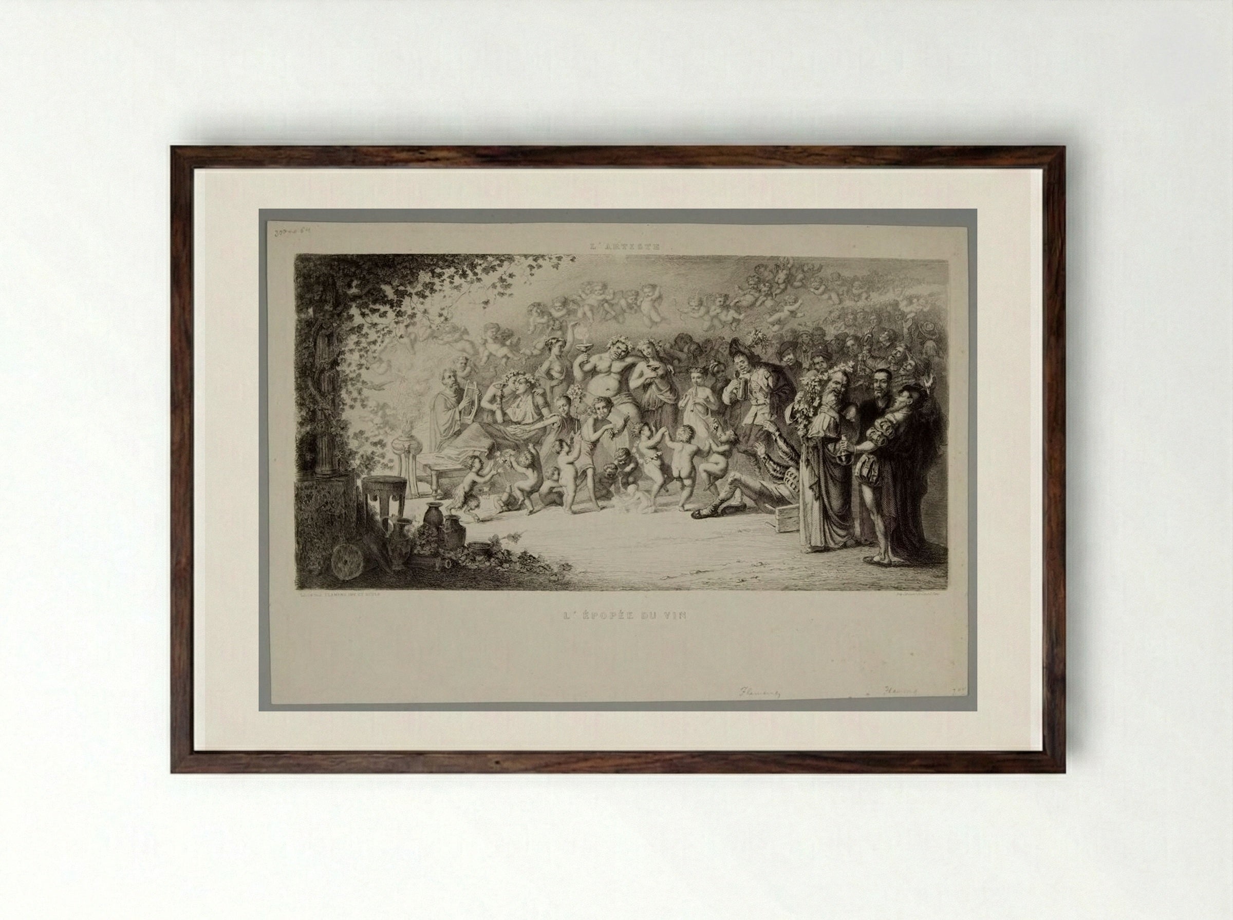 L'Épopée du Vin - Léopold Flameng - Framed Print Dark Wood
