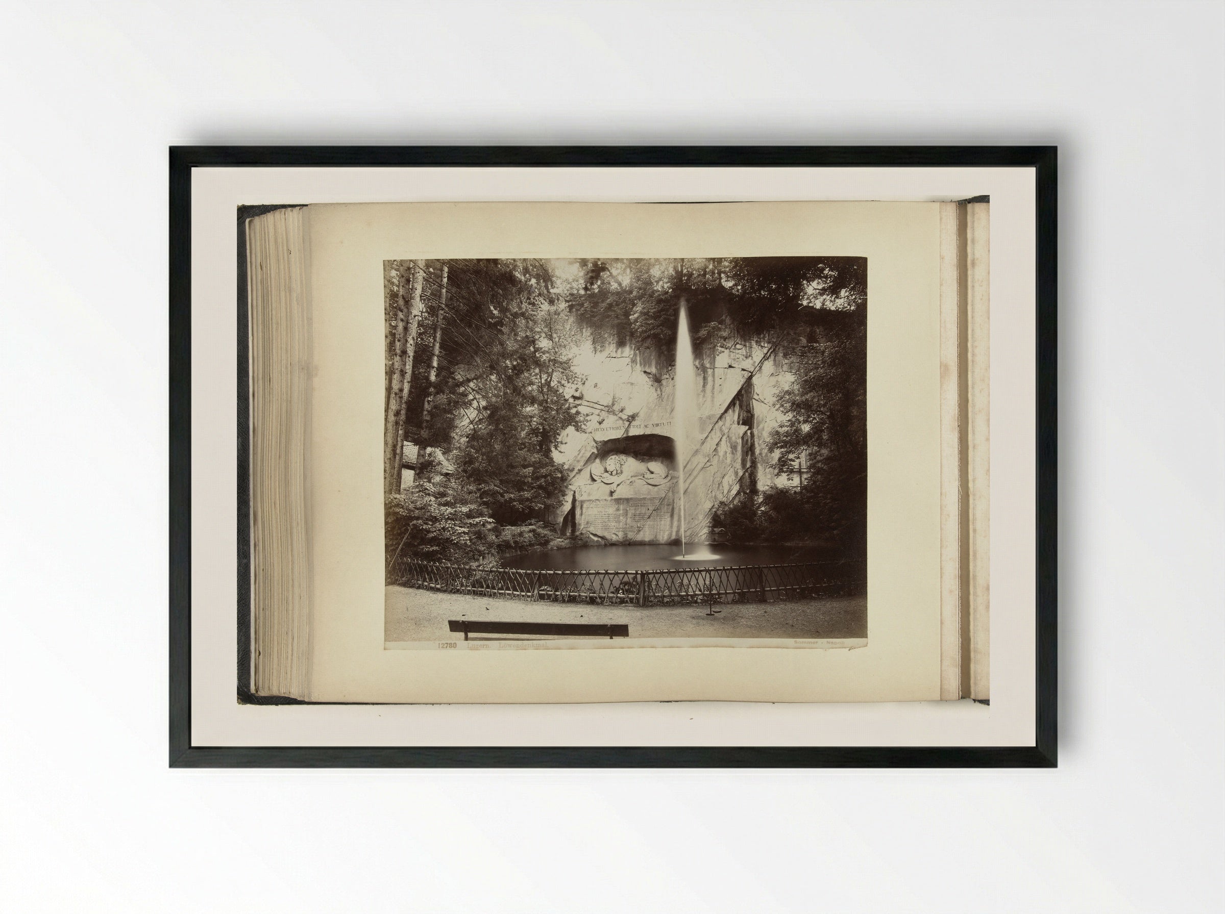 Löwendenkmal in Luzern - Giorgio Sommer - Framed Print Black