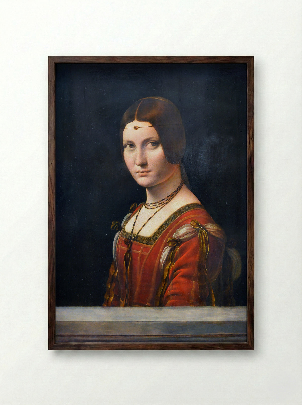 La Belle Ferronière - Leonardo da Vinci - Framed Print Dark Wood