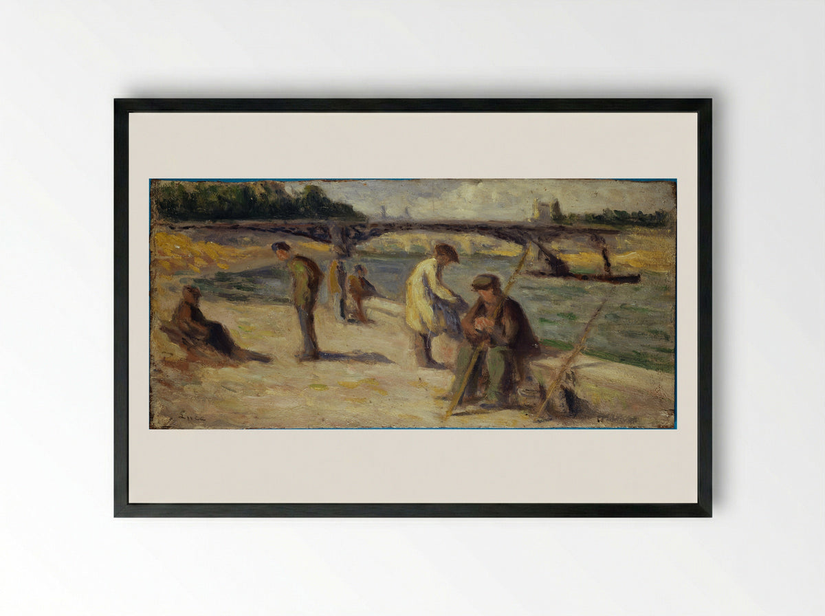 La Berge Du Quai Malaquais - Maximilien Luce - Framed Print Black