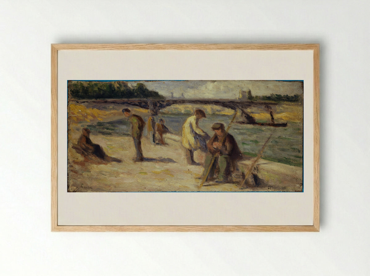 La Berge Du Quai Malaquais - Maximilien Luce - Framed Print Wood