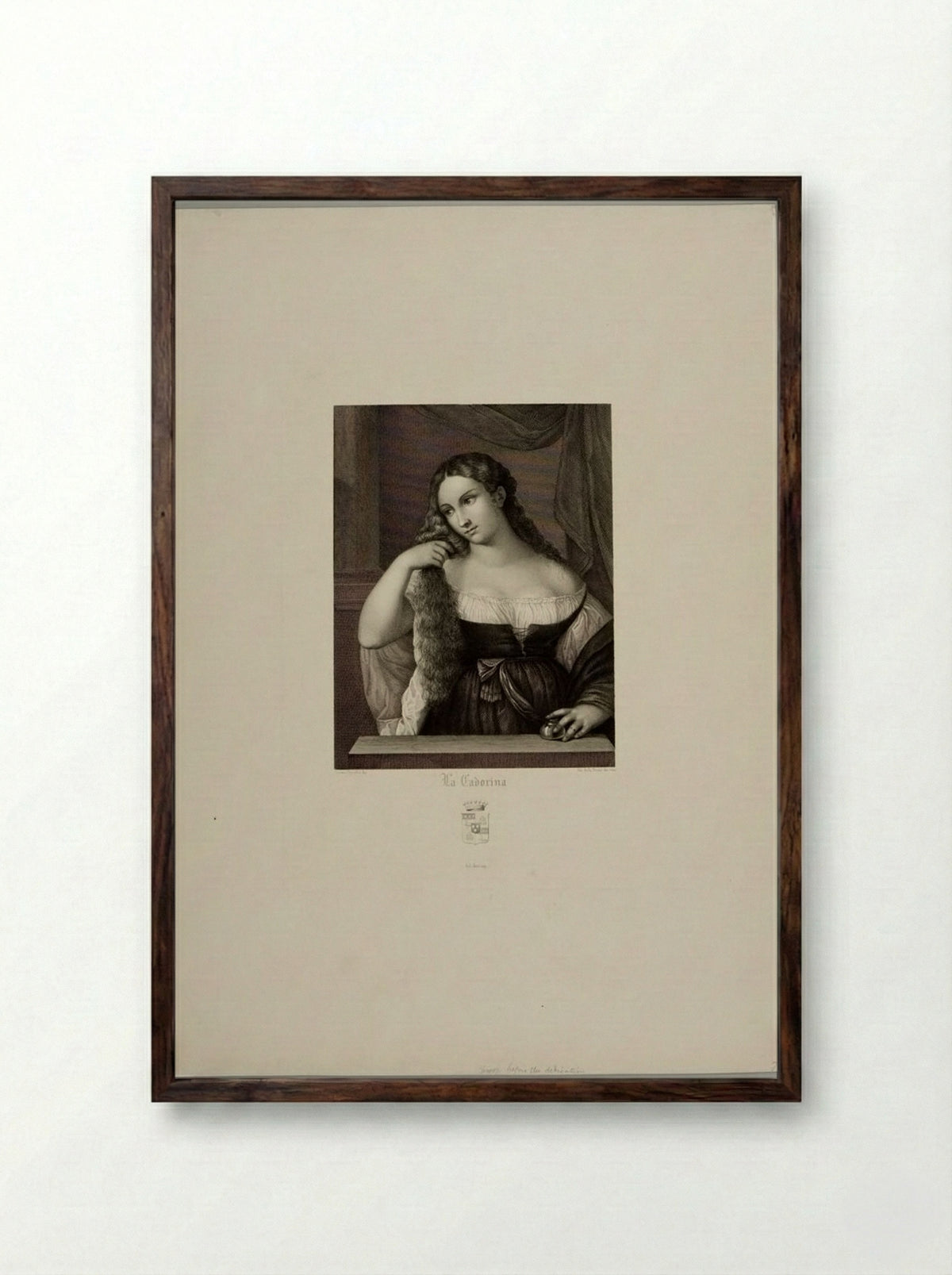 La Cadorina (Laura Dianti) - Vincenzo della Bruna - Framed Print Dark Wood