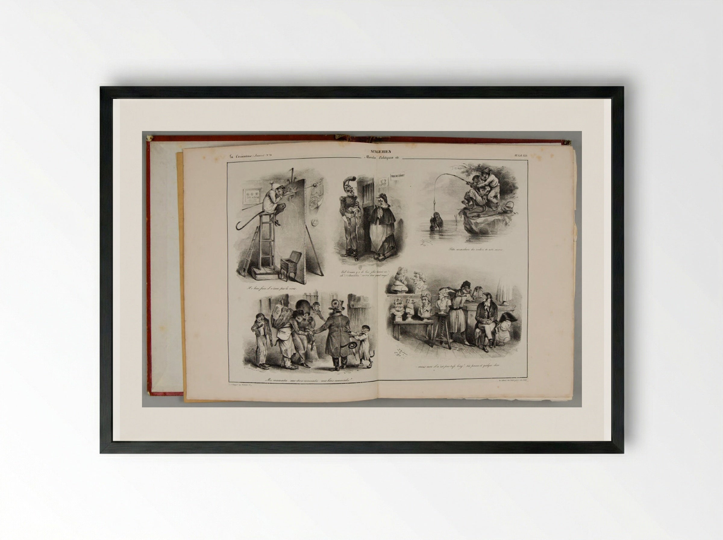 La Caricature IV (Singeries: Moralités Politiques) - Various Artists - Framed Print Black