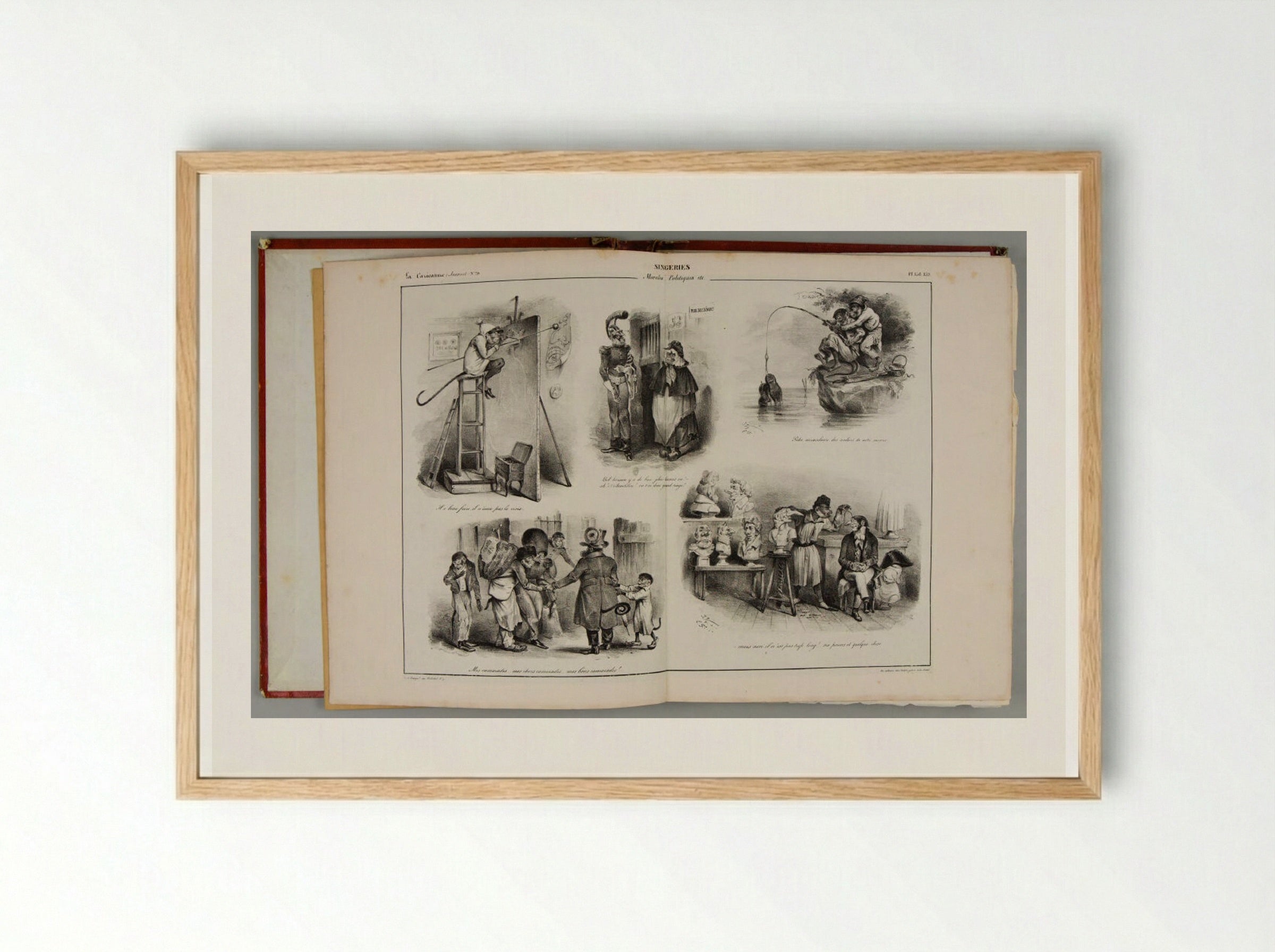 La Caricature IV (Singeries: Moralités Politiques) - Various Artists - Framed Print Wood