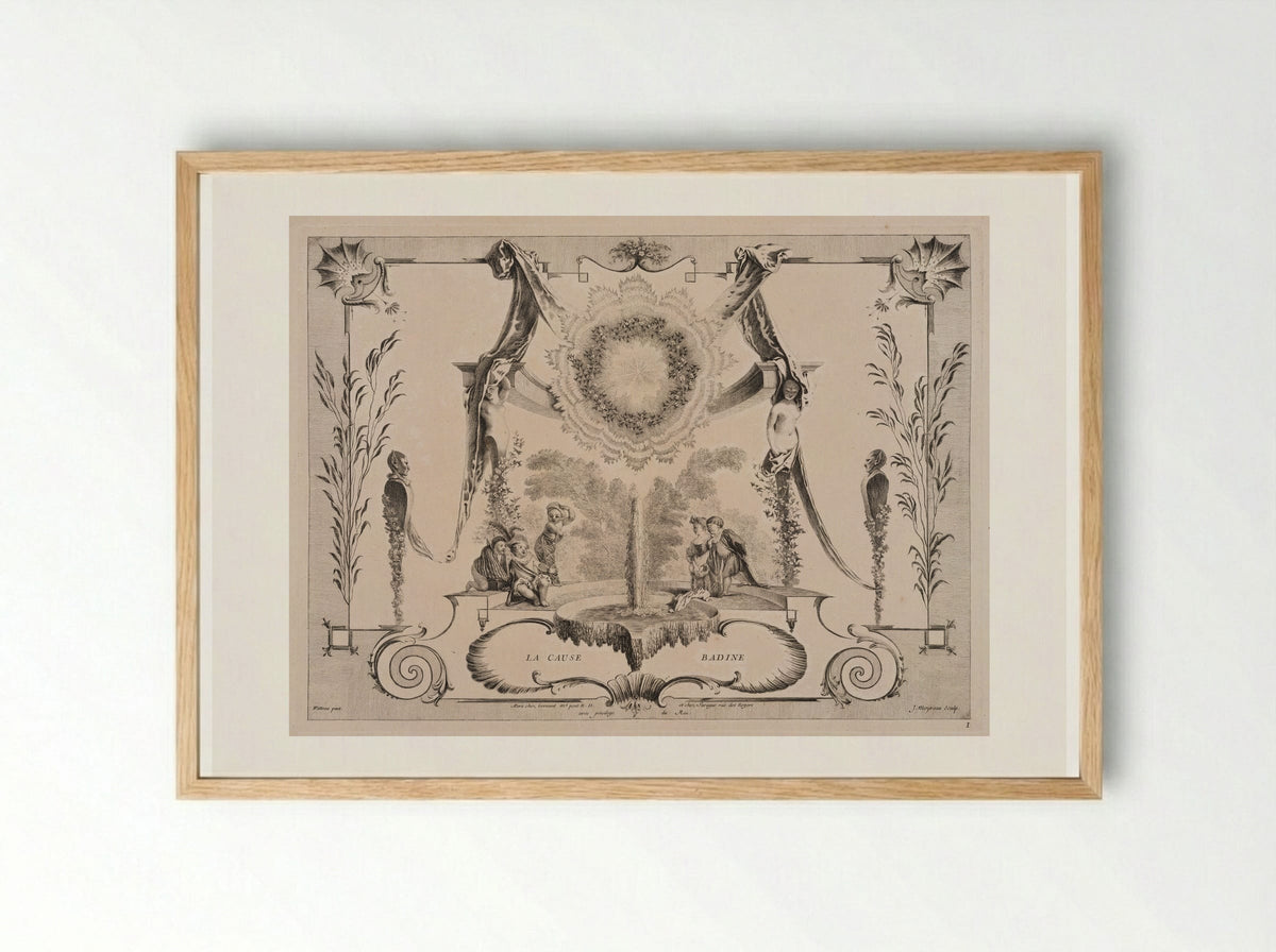 La Cause Badine - Jean Moyreau - Framed Print Wood