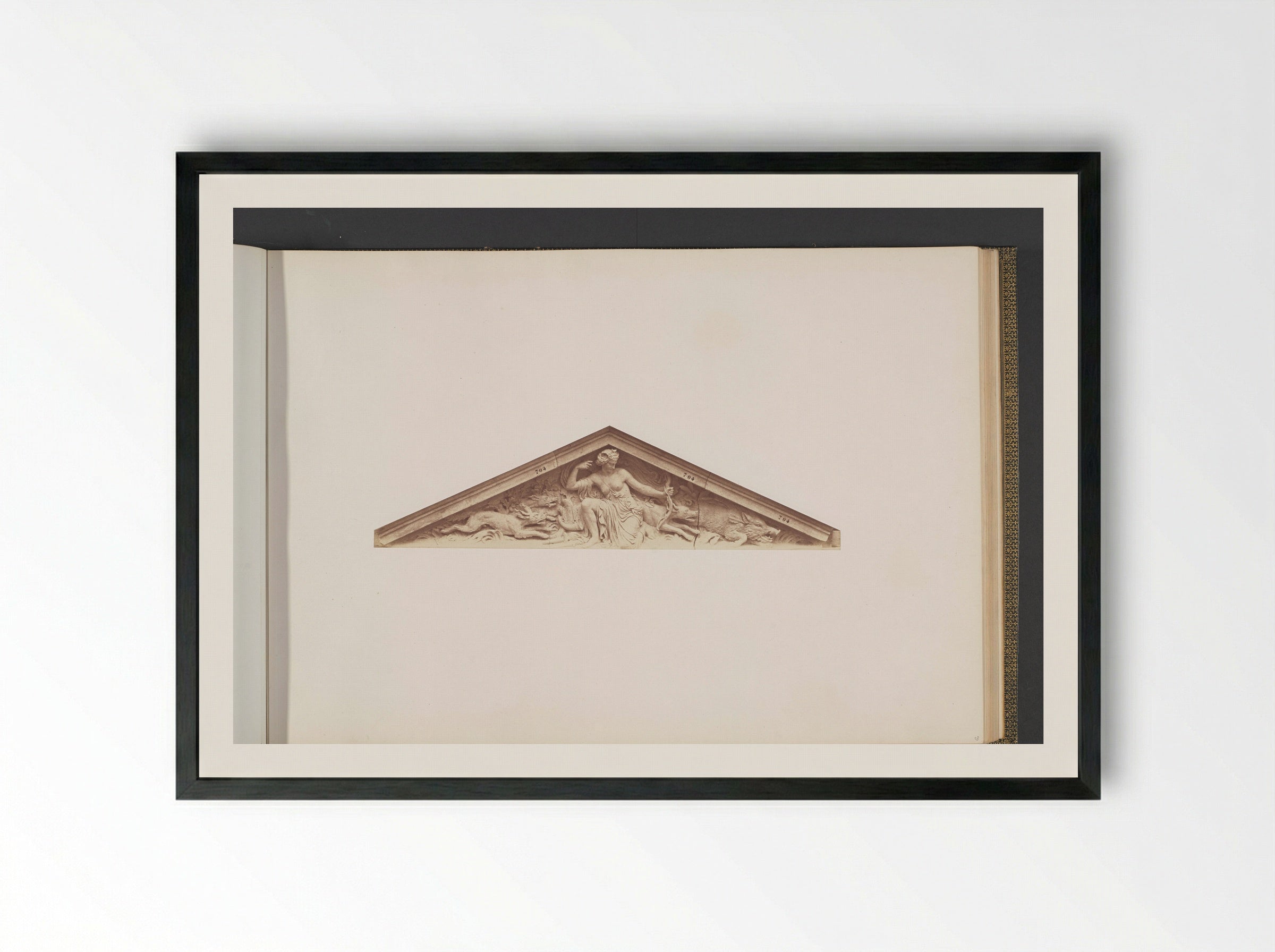 La Chasse Pediment Study - Édouard Denis Baldus - Framed Print Black