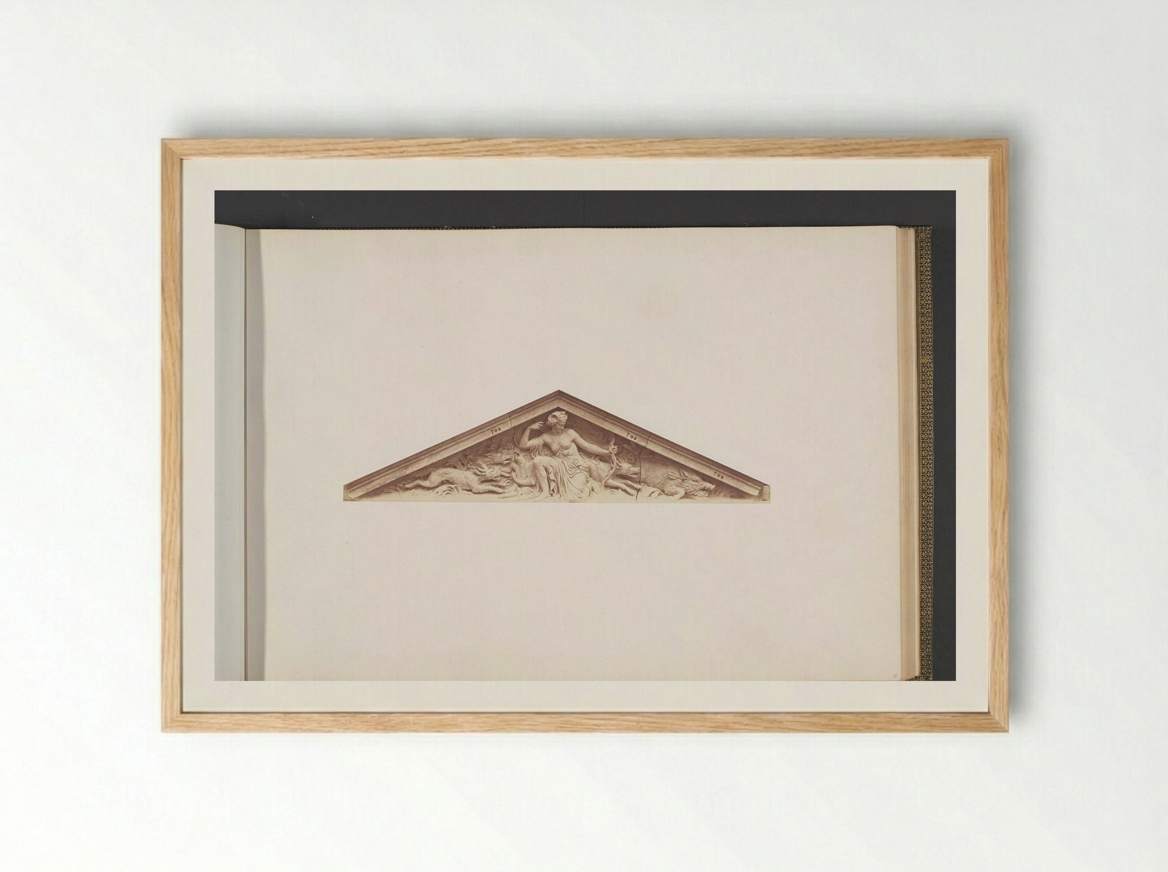 La Chasse Pediment Study - Édouard Denis Baldus - Framed Print Wood
