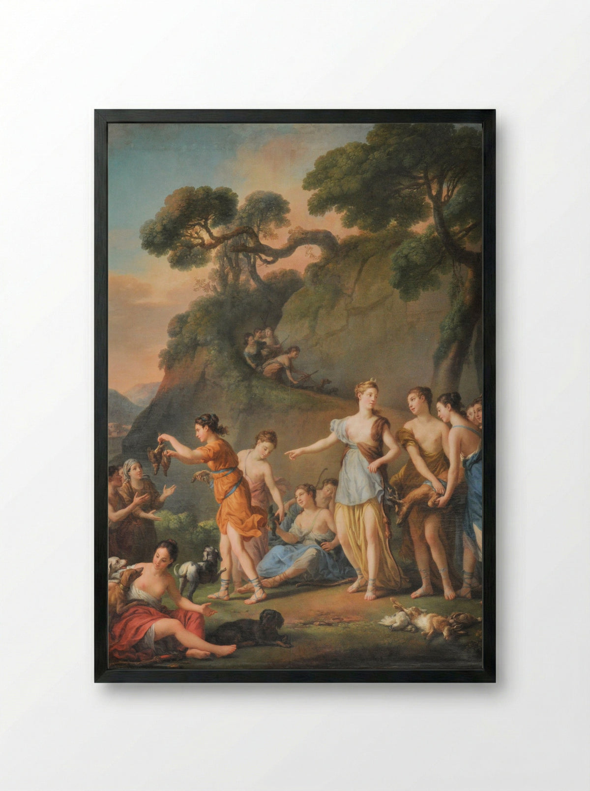 La Chasse - Joseph-Marie Vien - Framed Print Black