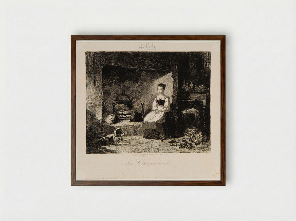 La Chaumière - François Jules Collignon - Framed Print Dark Wood