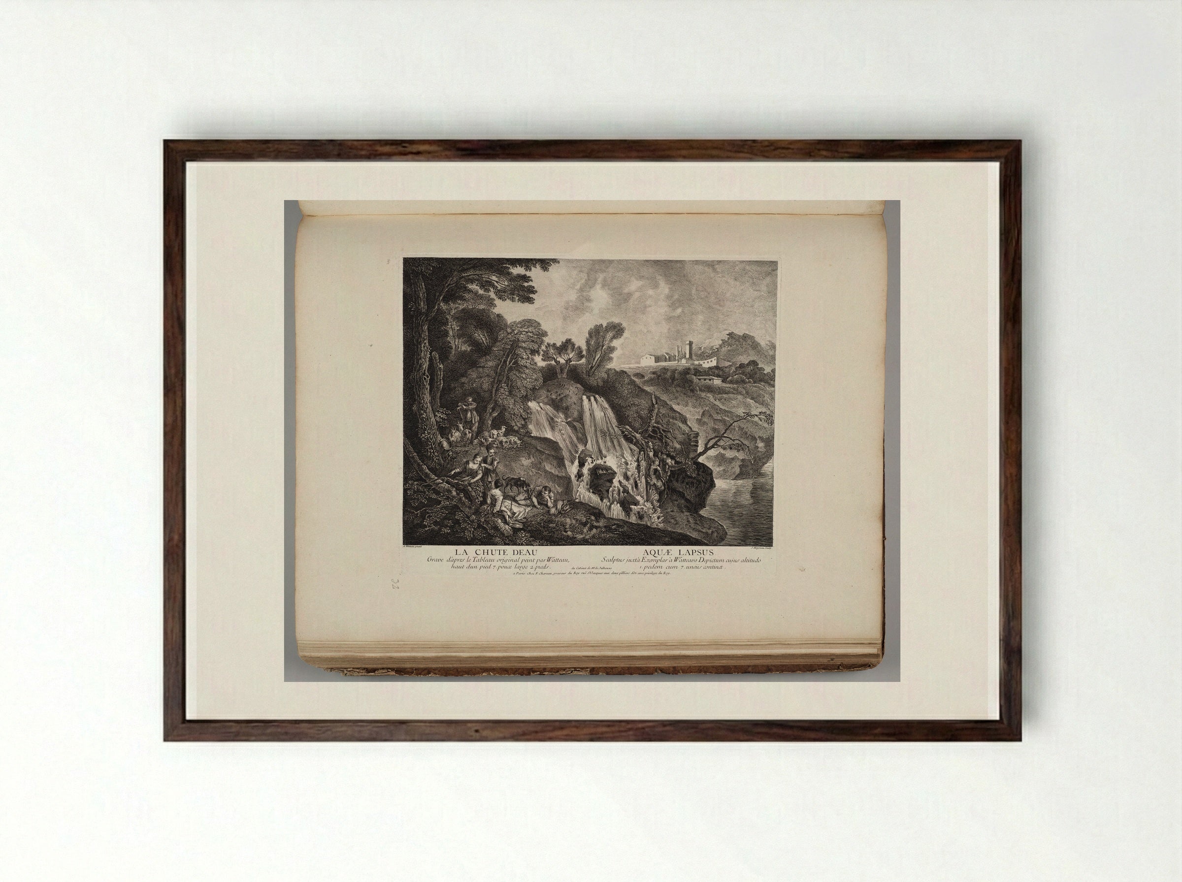 La Chute d'Eau - Jean Moyreau - Framed Print Dark Wood