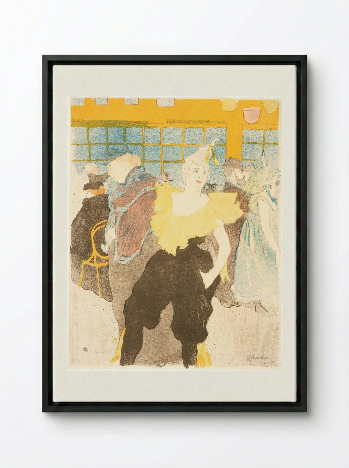 La Clownesse au Moulin Rouge - Henri de Toulouse-Lautrec - Framed Canvas Black