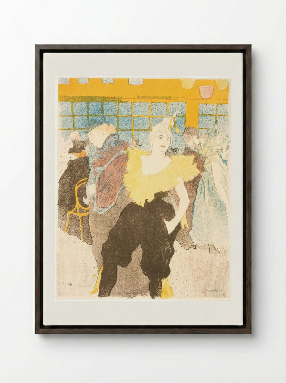 La Clownesse au Moulin Rouge - Henri de Toulouse-Lautrec - Framed Canvas Dark Wood
