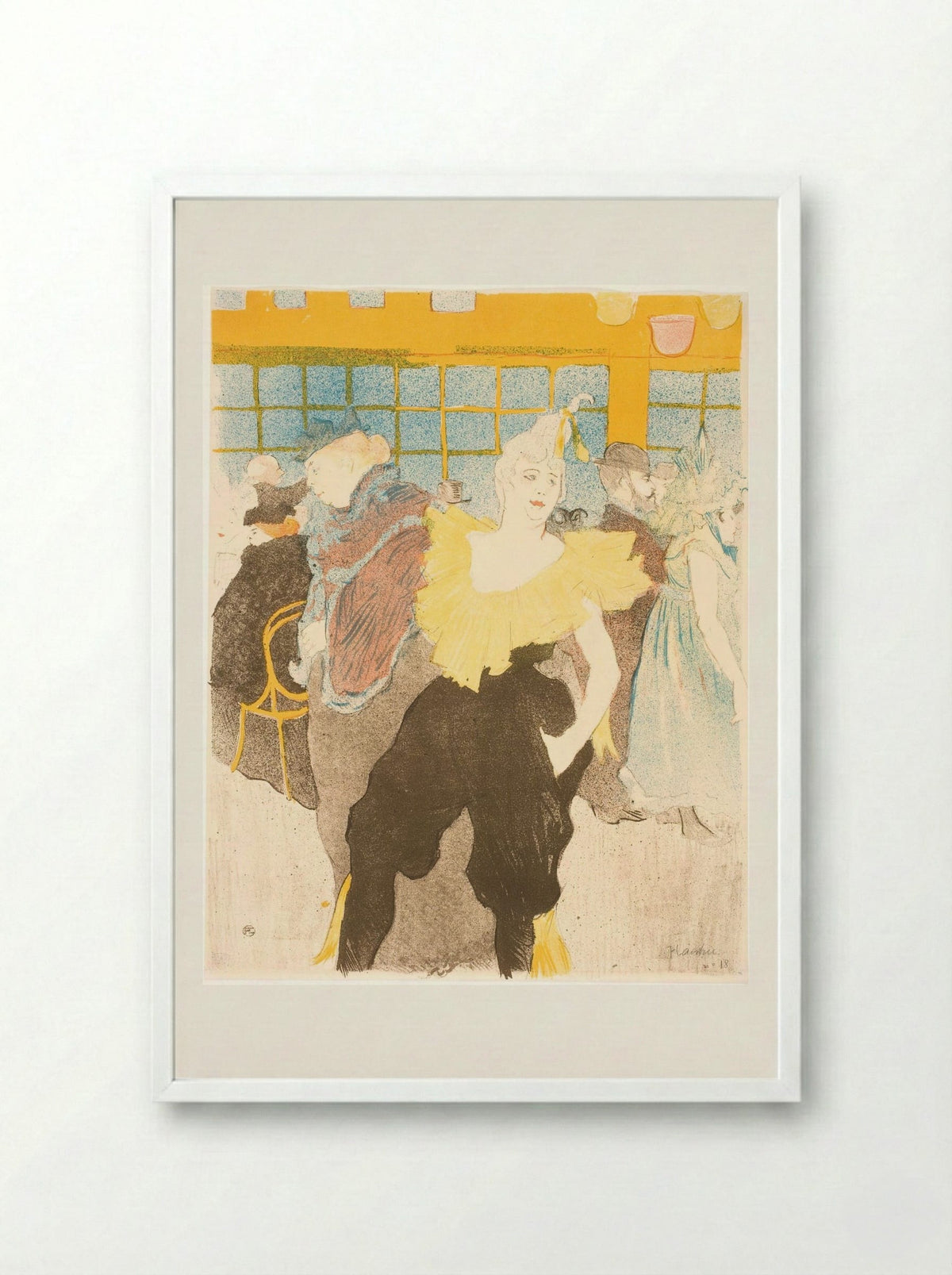 La Clownesse au Moulin Rouge - Henri de Toulouse-Lautrec - Framed Print White