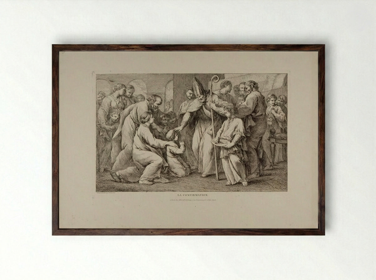 La Confirmation - Pierre Charles Trémolière - Framed Print Dark Wood