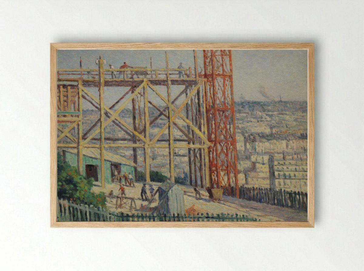 La Construction du Sacré-Coeur - Maximilien Luce - Framed Print Wood