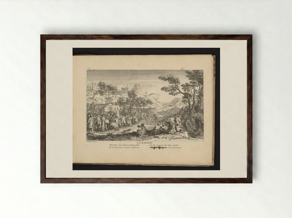 La Course (The Race) - Jacques Rigaud - Framed Print Dark Wood