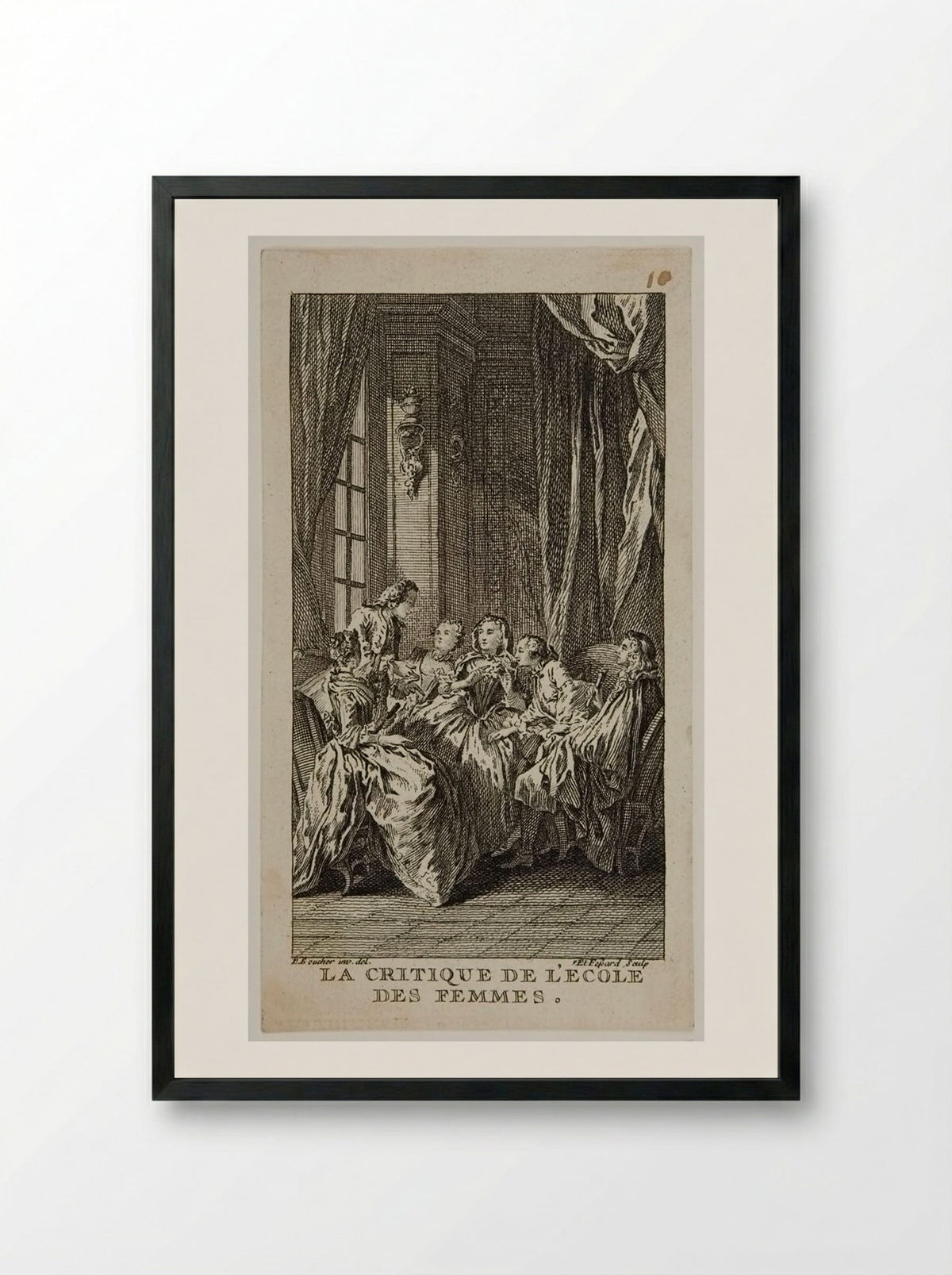 La Critique de l'école des femmes - Étienne Fessard - Framed Print Black