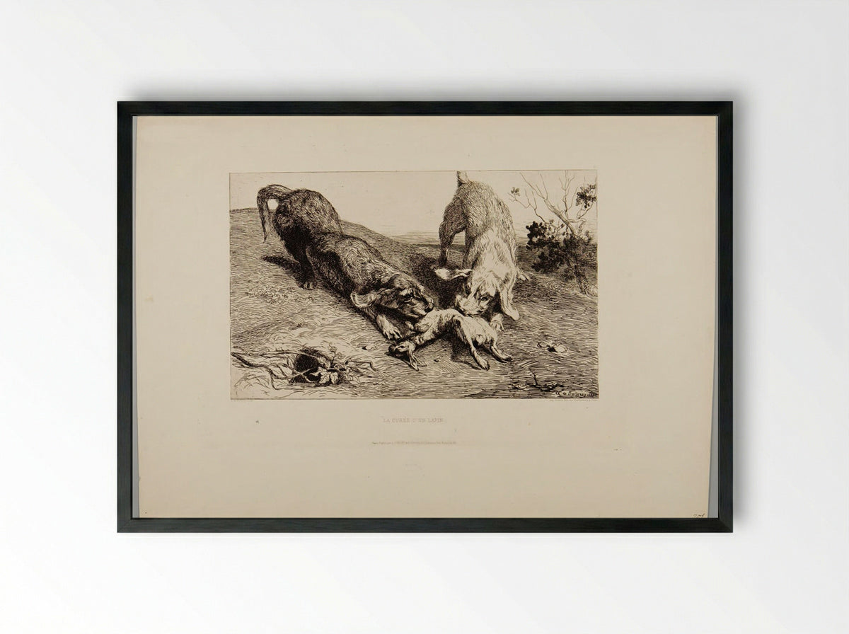 La Curée d'un Lapin - Albert de Balleroy - Framed Print Black