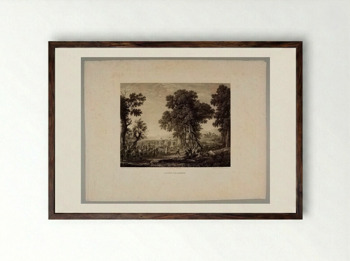 La Fête Villageoise - Christian Haldenwang - Framed Print Dark Wood