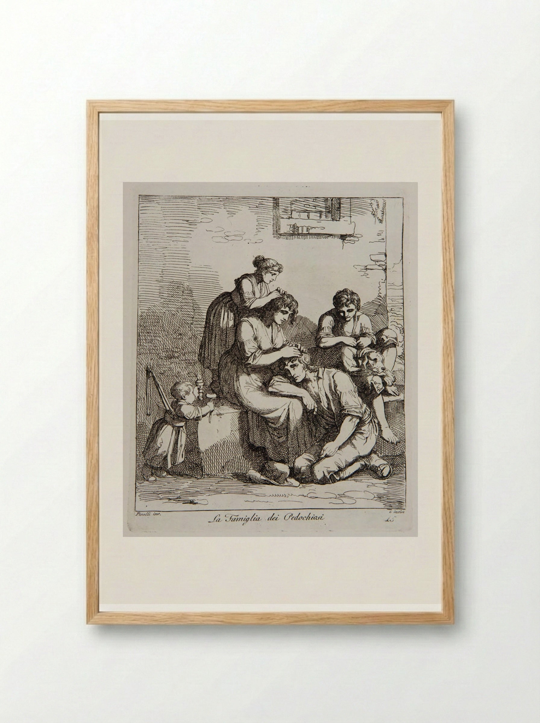 La Famiglia dei Pedochiosi - Bartolomeo Pinelli - Framed Print Wood
