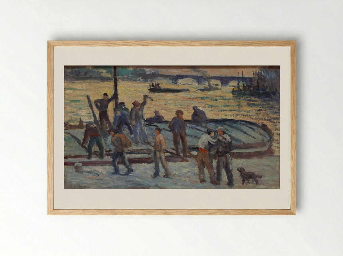 La Fin De La Journée. Débardeurs De Ciment - Maximilien Luce - Framed Print Wood
