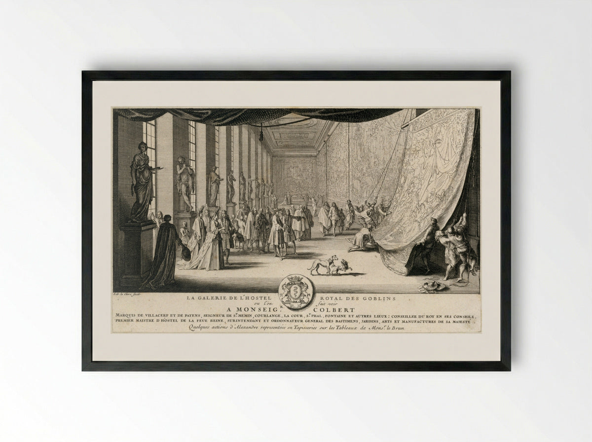 La Galerie de l'Hostel Royal des Gobelins - Sébastien Leclerc (I) - Framed Print Black