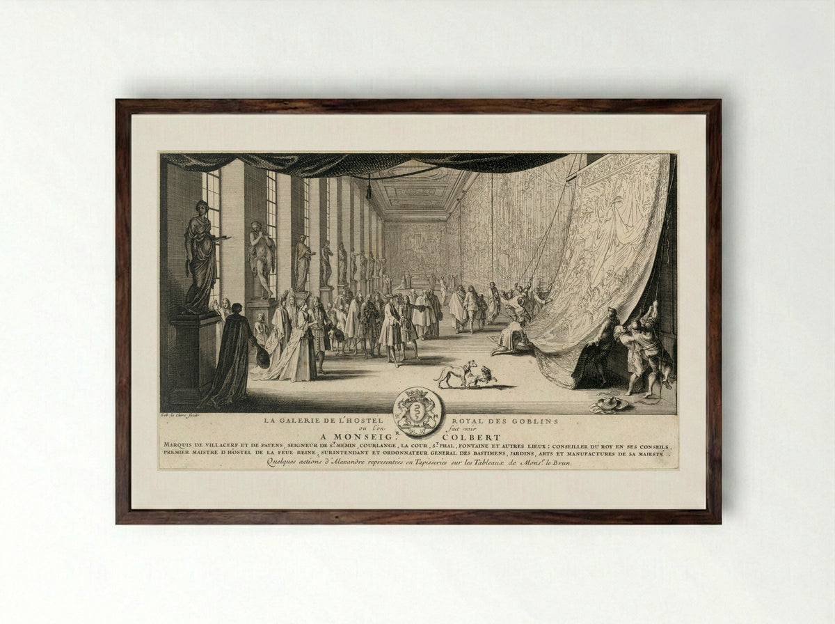 La Galerie de l'Hostel Royal des Gobelins - Sébastien Leclerc (I) - Framed Print Dark Wood