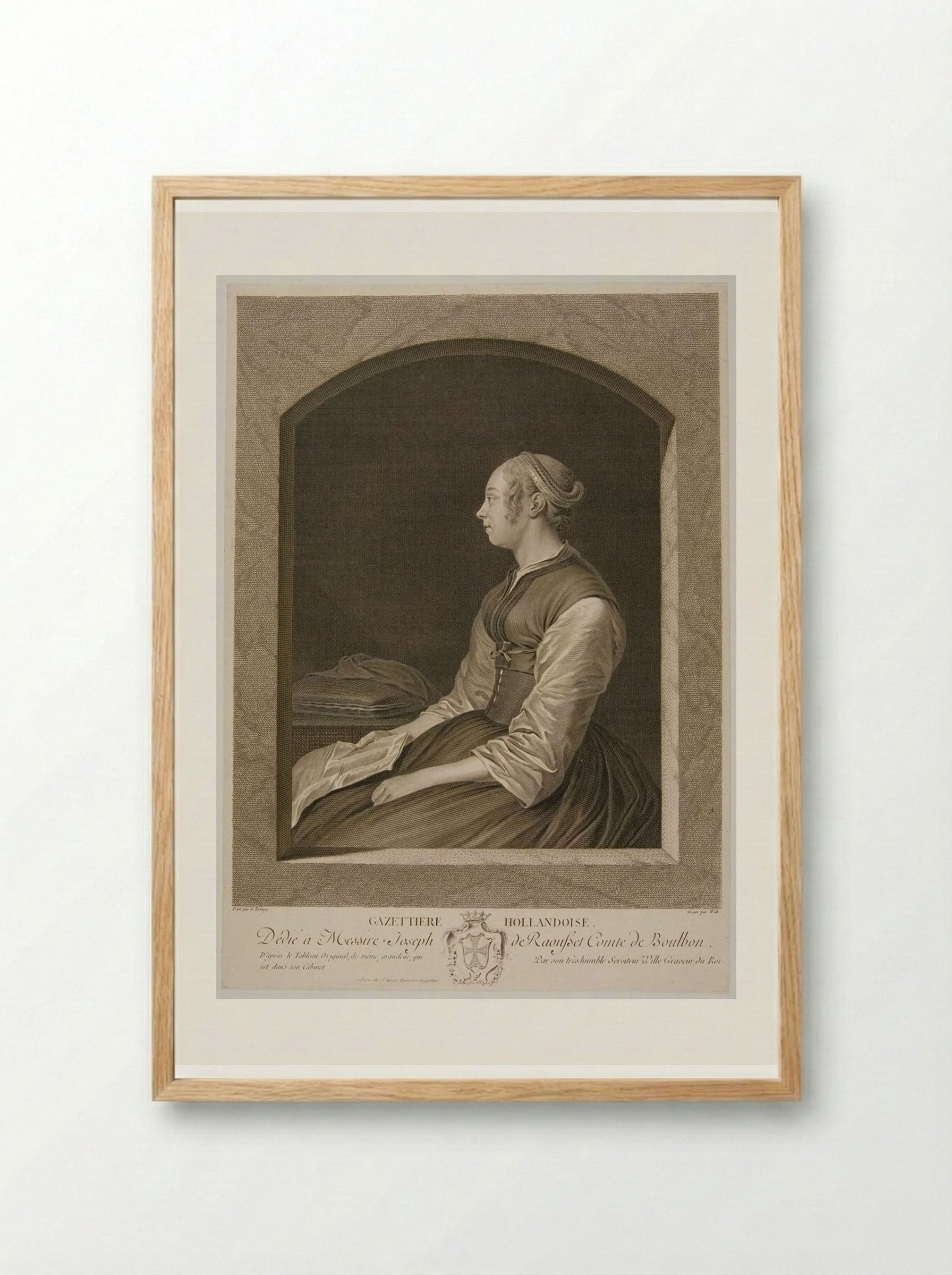 La Gazetière Hollandoise - Johann Georg Wille - Framed Print Wood
