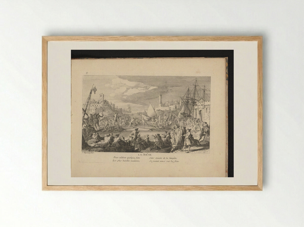 La Joûte (Water Jousting on the River) - Gaspard Duchange - Framed Print Wood