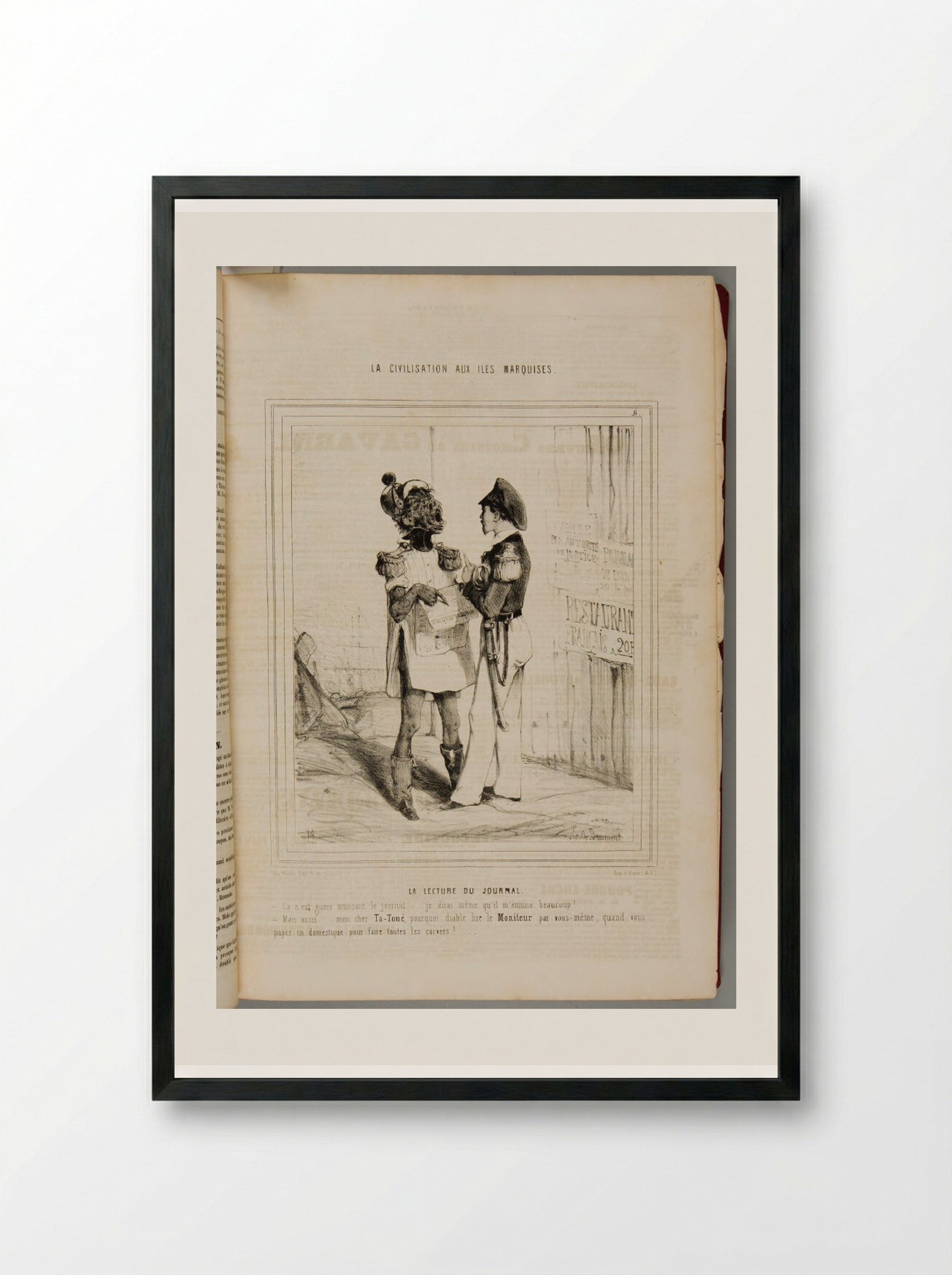 La Lecture du Journal - Honoré Daumier - Framed Print Black