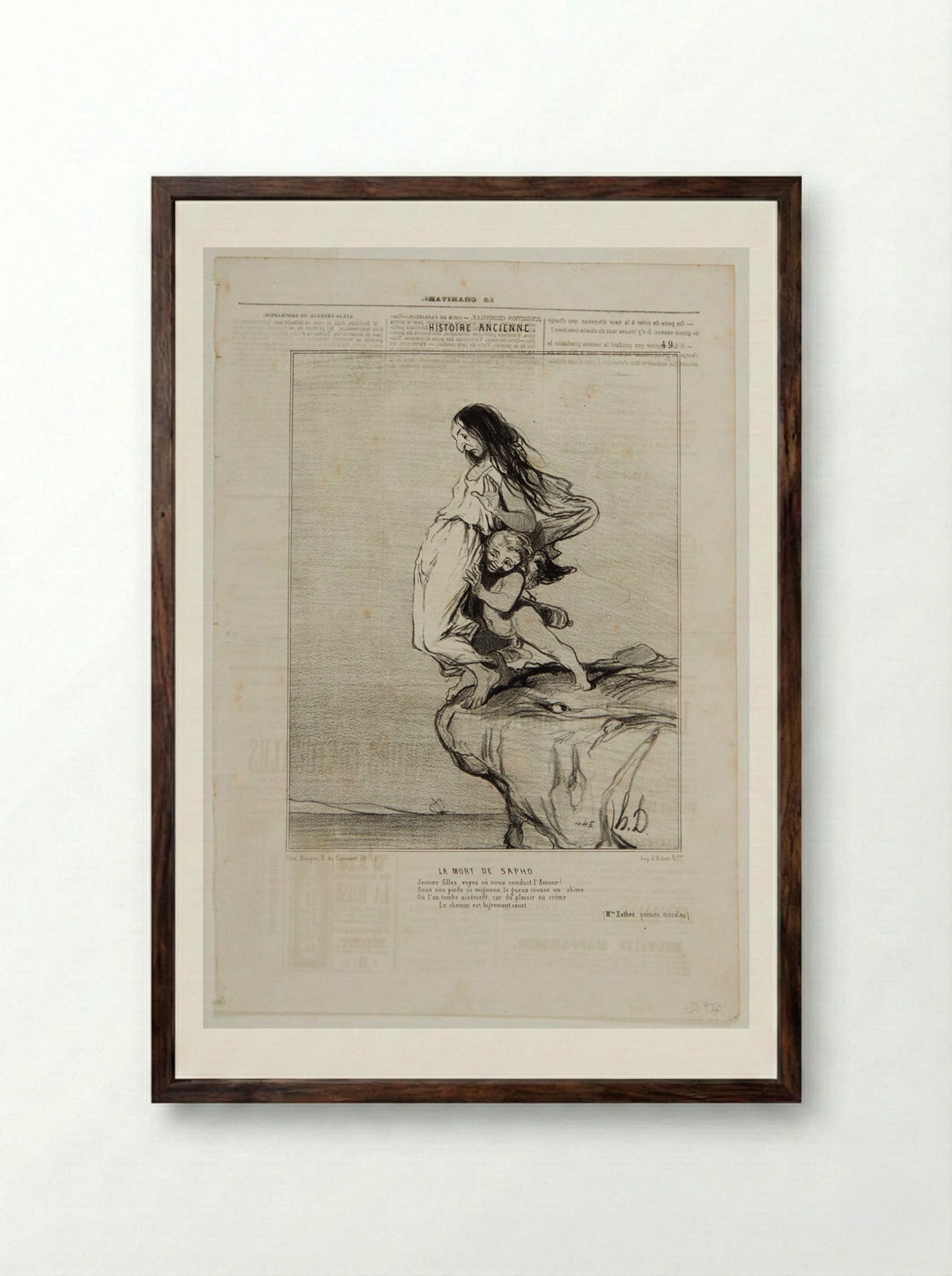 La Mort de Sapho - Honoré-Victorin Daumier - Framed Print Dark Wood
