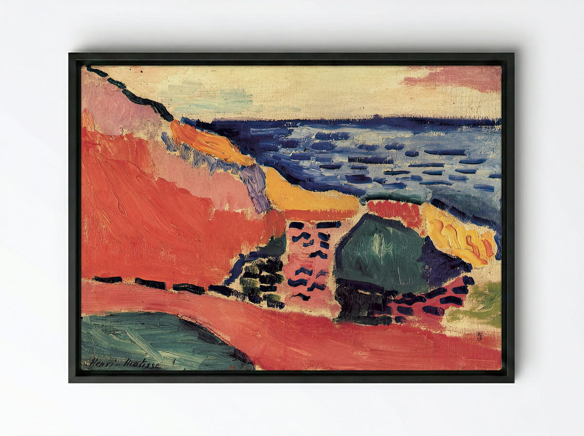 La Moulade, Collioure in the Summer by Henri Matisse – Fauvist Mediterranean Landscape Print - Framed Canvas Black