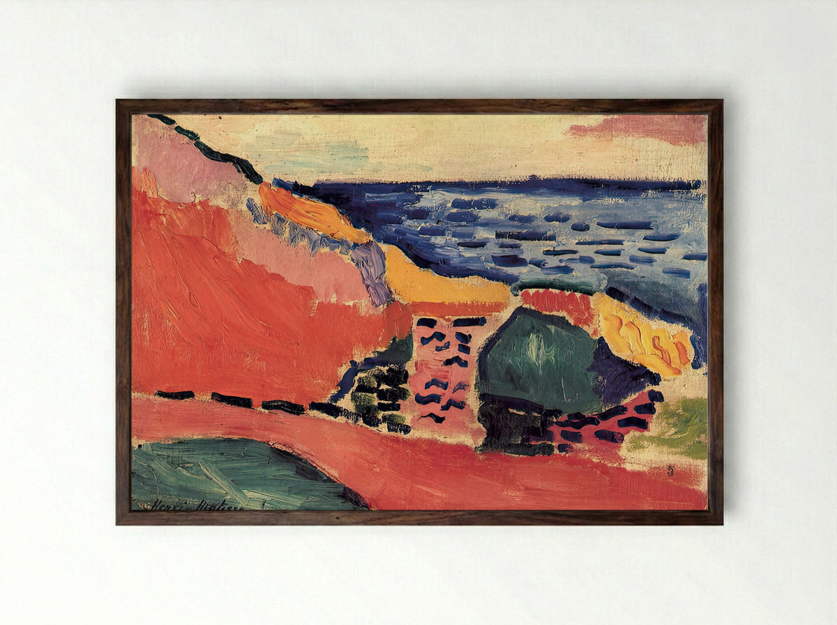 La Moulade, Collioure in the Summer by Henri Matisse – Fauvist Mediterranean Landscape Print - Framed Print Dark Wood