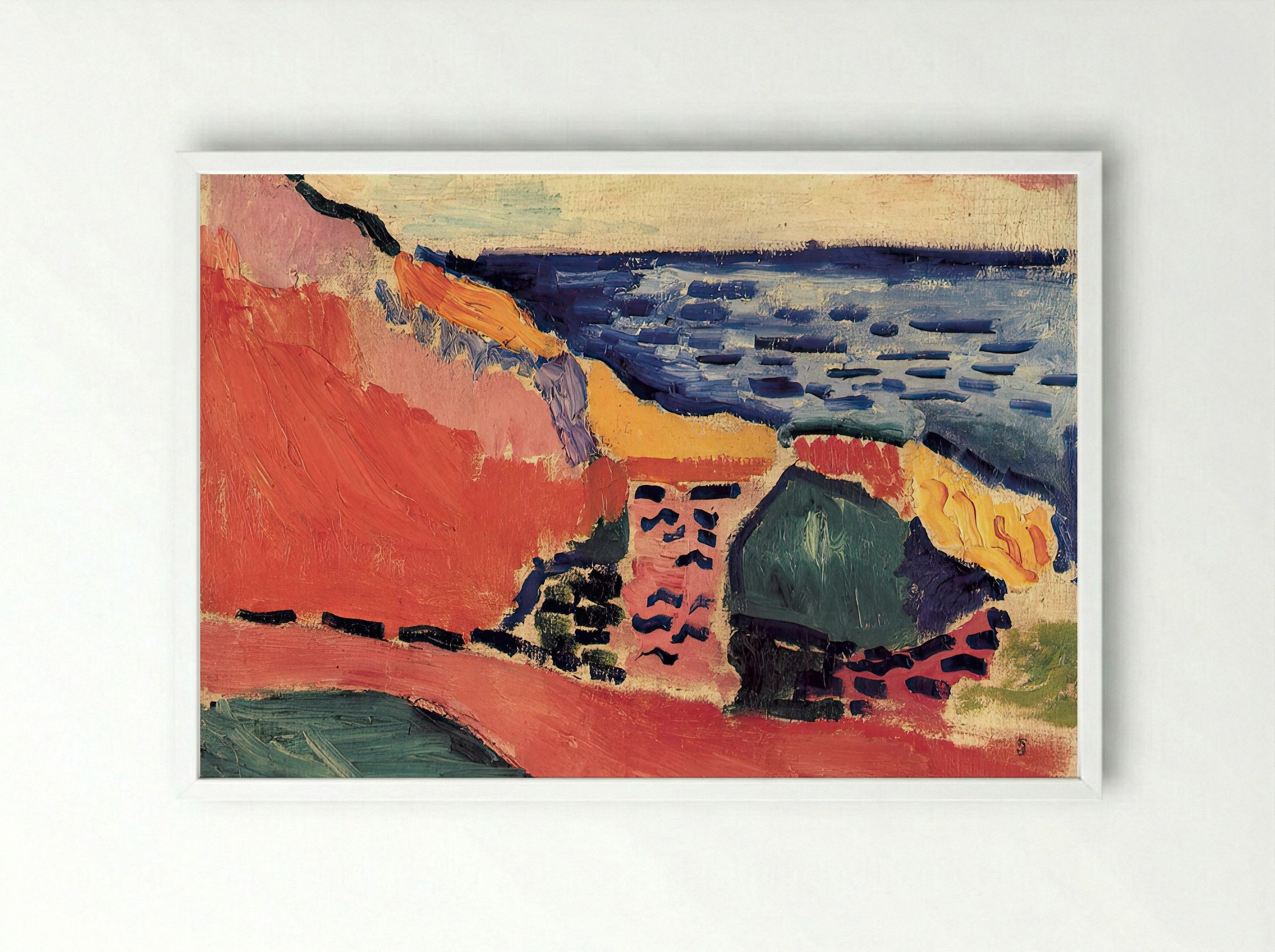 La Moulade, Collioure in the Summer by Henri Matisse – Fauvist Mediterranean Landscape Print - Framed Print White