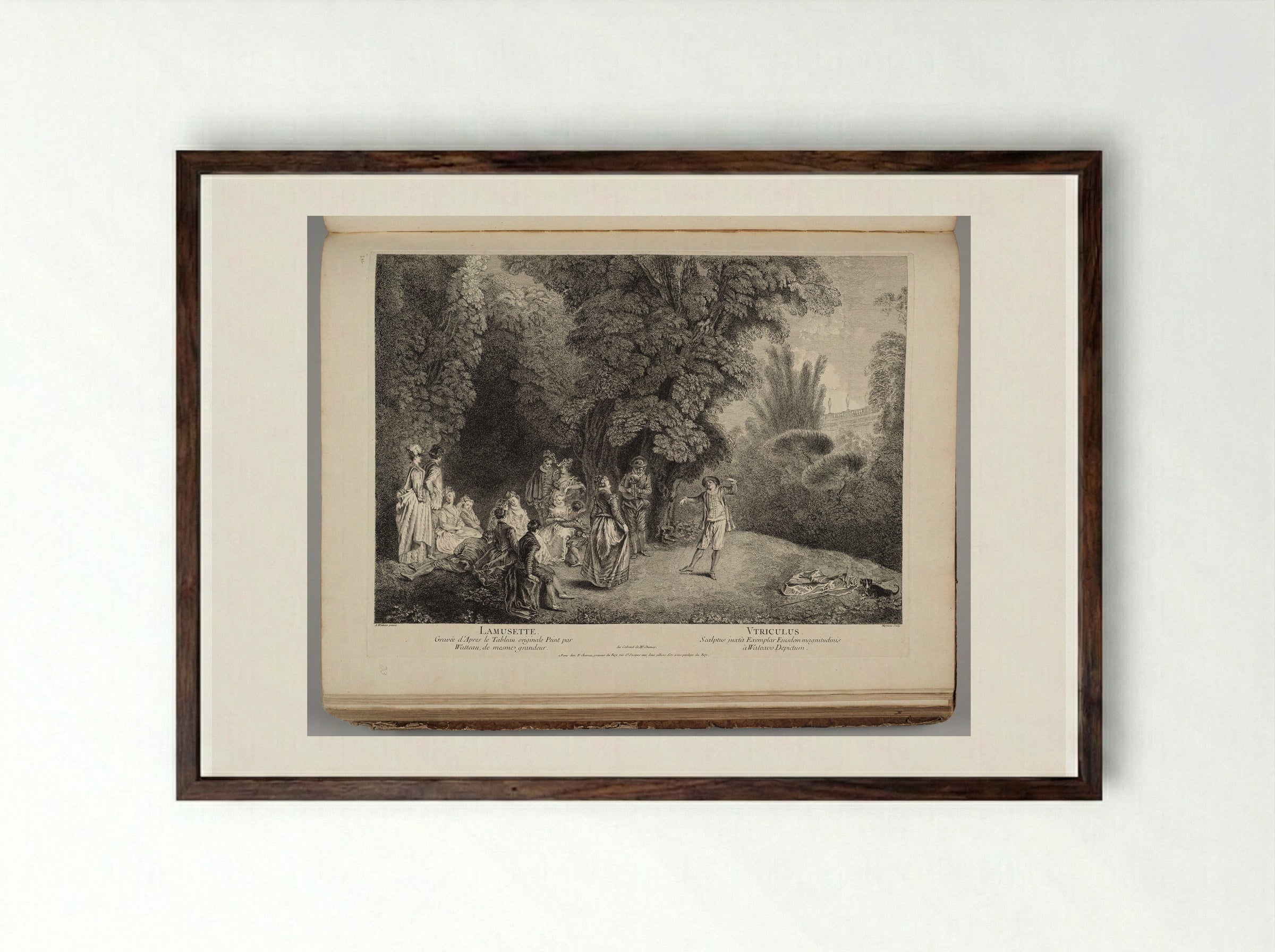 La Musette (The Bagpipe) - Jean Moyreau - Framed Print Dark Wood