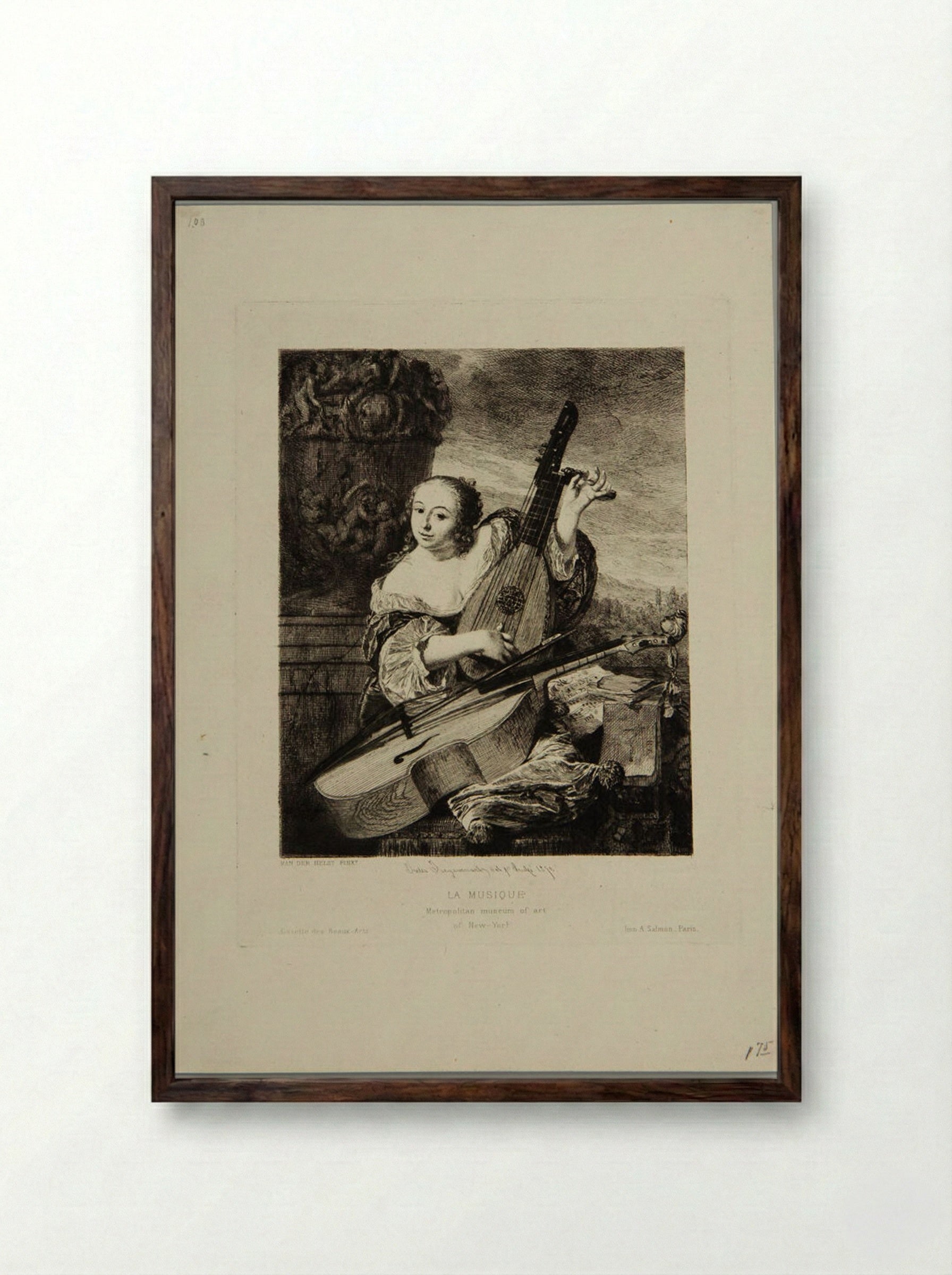La Musique - Jules Ferdinand Jacquemart - Framed Print Dark Wood