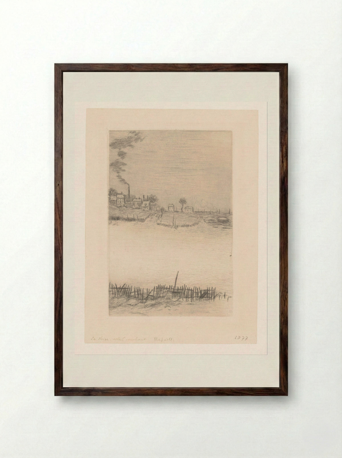 La Neige, soleil couchant - Jean-François Raffaëlli - Framed Print Dark Wood