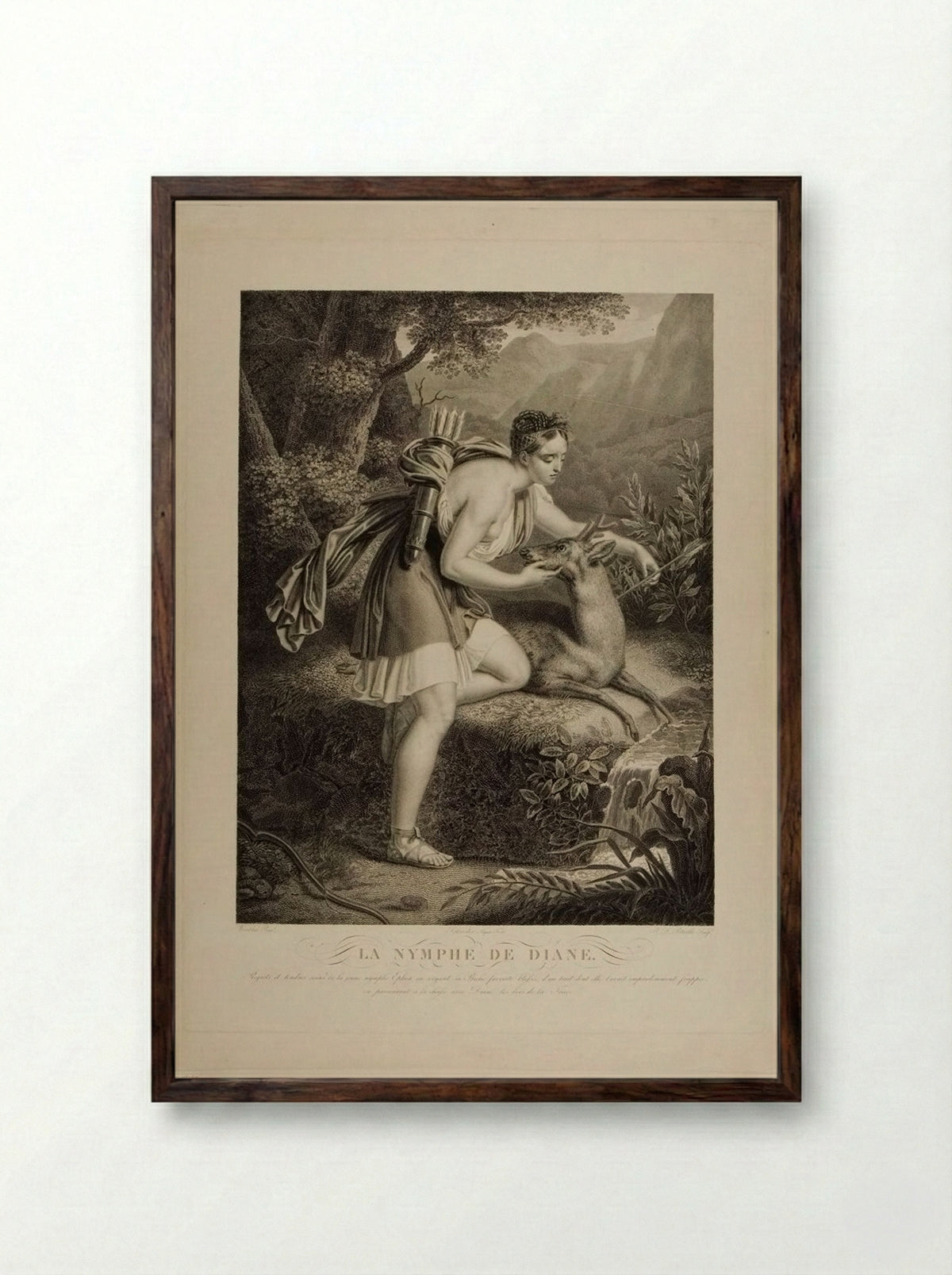 La Nymphe de Diane - Jean-Louis Potrelle - Framed Print Dark Wood
