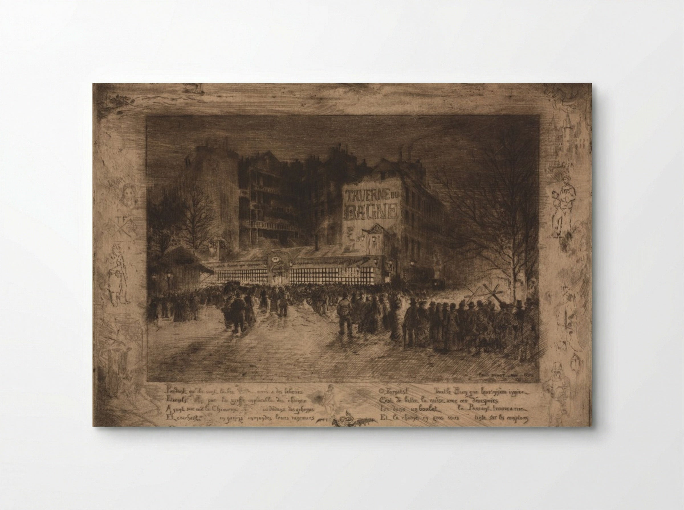 La Place des Martyrs et la Taverne du Bagne - Félix Hilaire Buhot - Poster