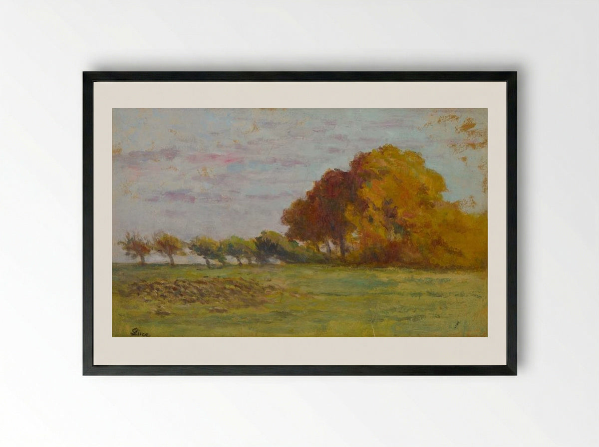 La Plaine Aux Environs De Rolleboise - Maximilien Luce - Framed Print Black