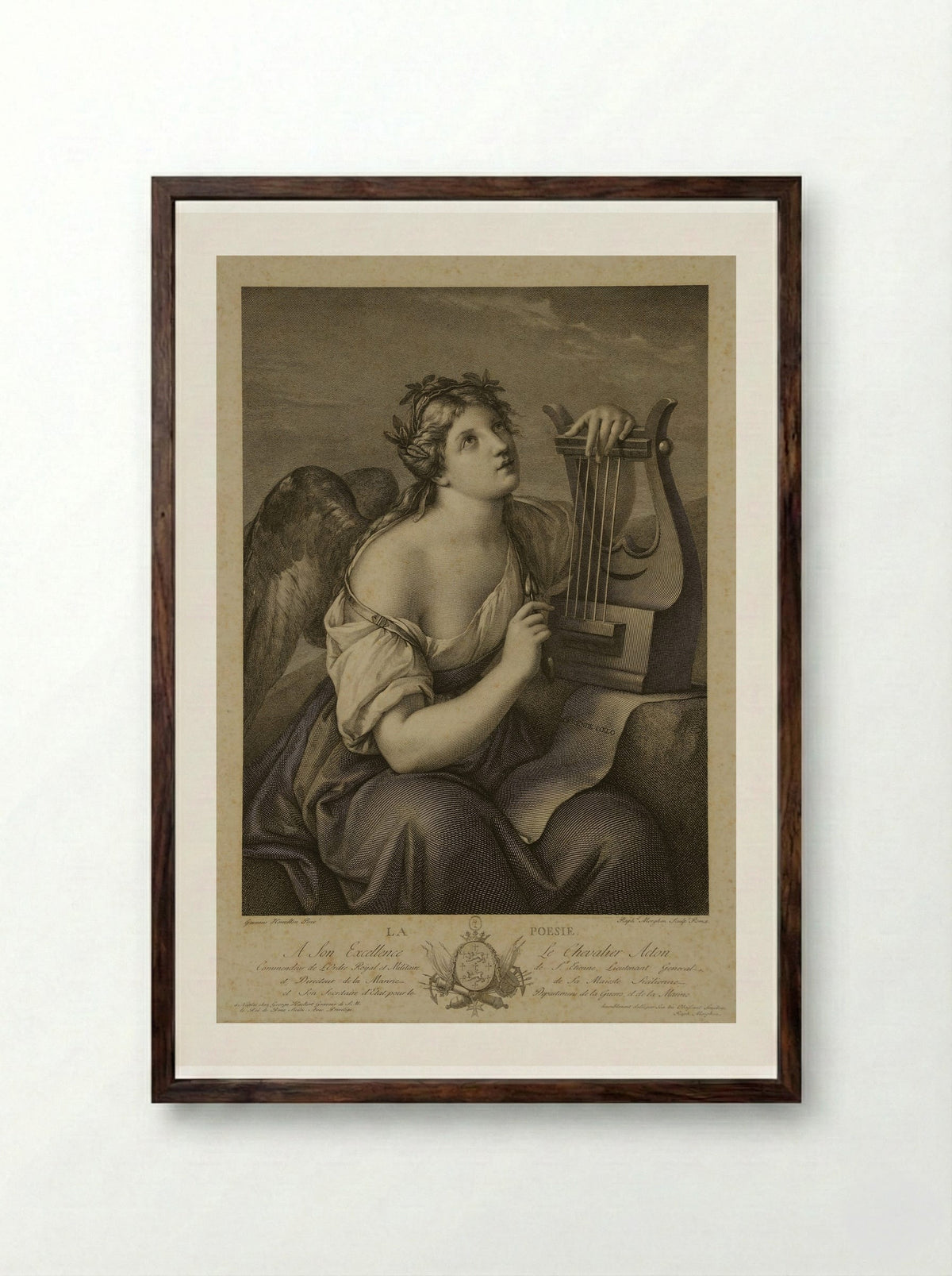 La Poesia - Raphael Morghen - Framed Print Dark Wood