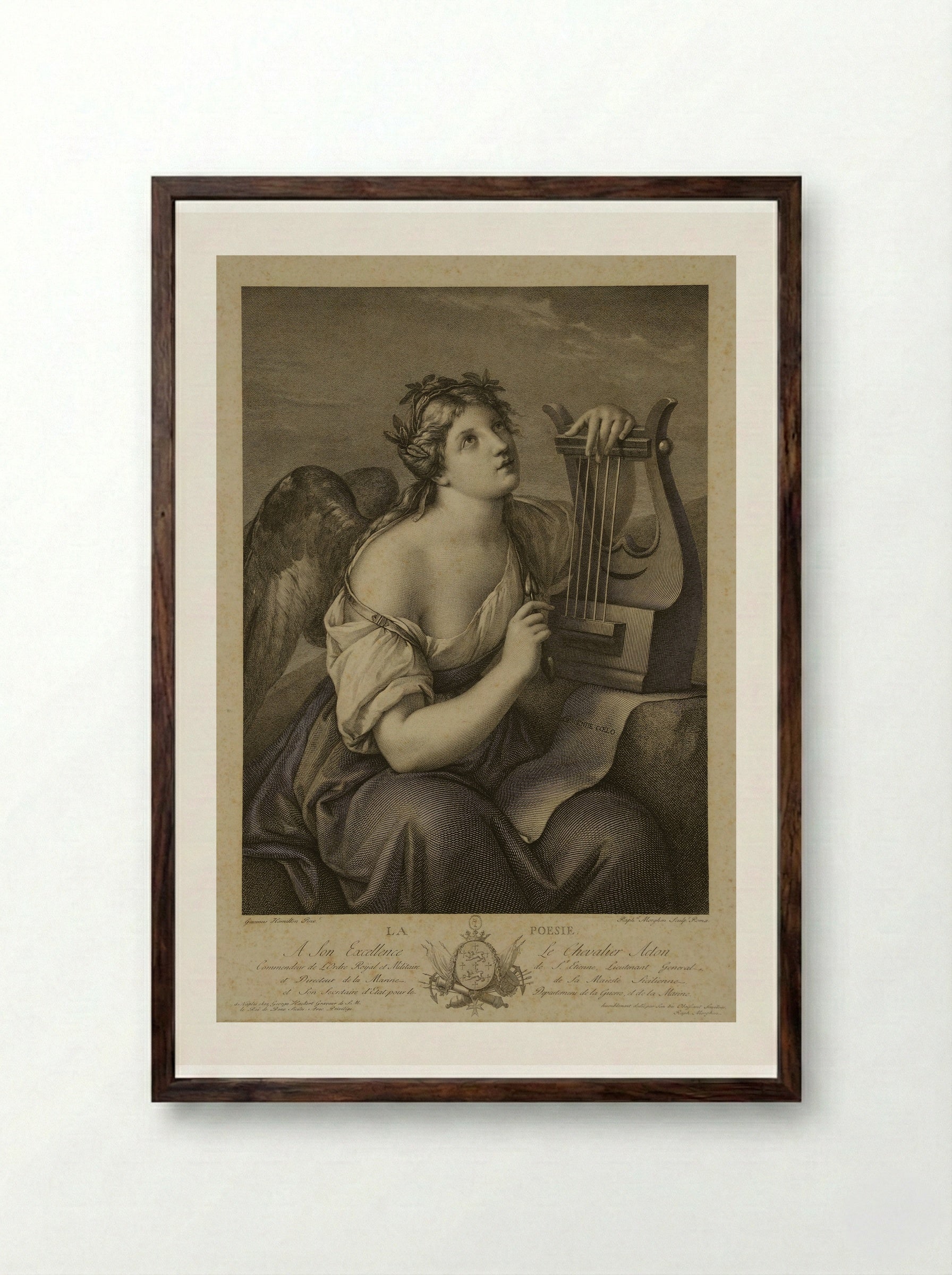 La Poesia - Raphael Morghen - Framed Print Dark Wood