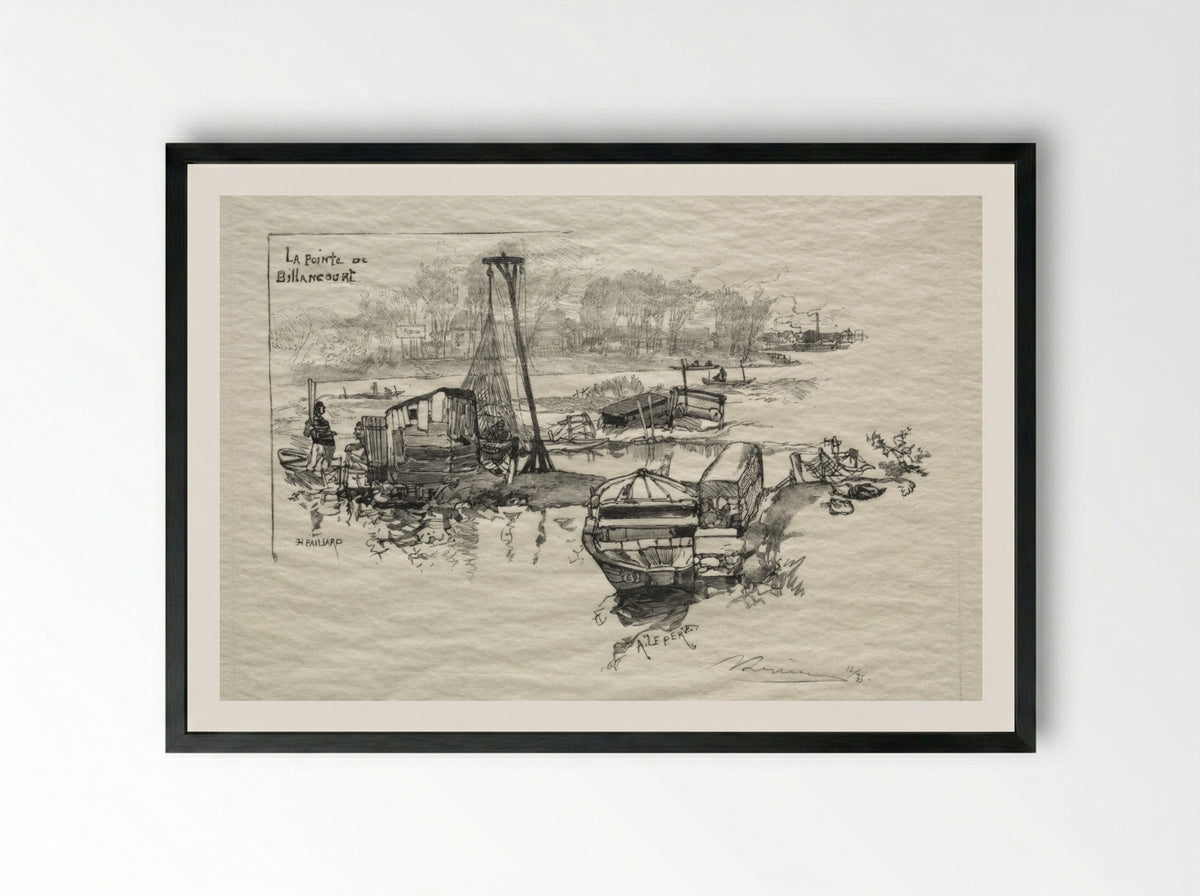 La Pointe de Billancourt - Auguste Louis Lepère - Framed Print Black