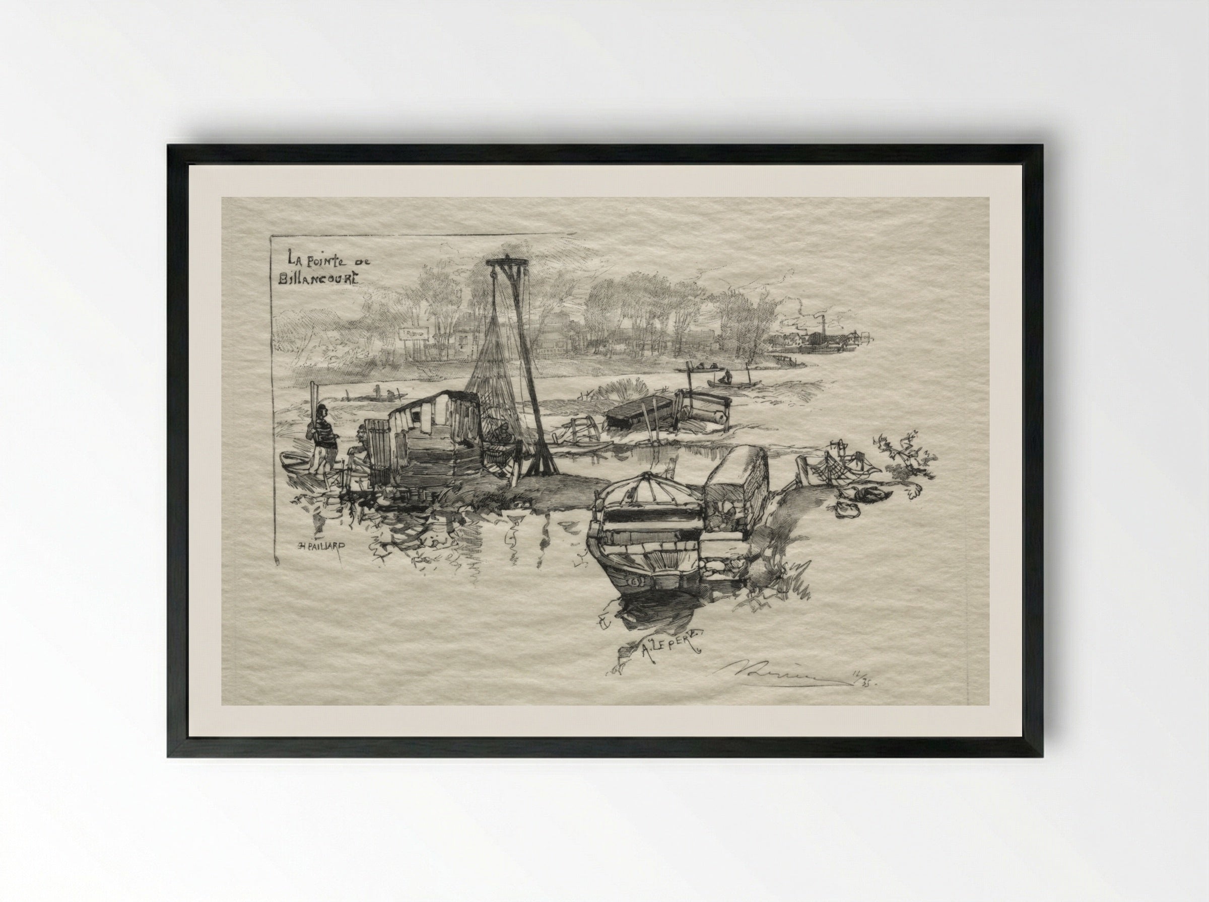 La Pointe de Billancourt - Auguste Louis Lepère - Framed Print Black