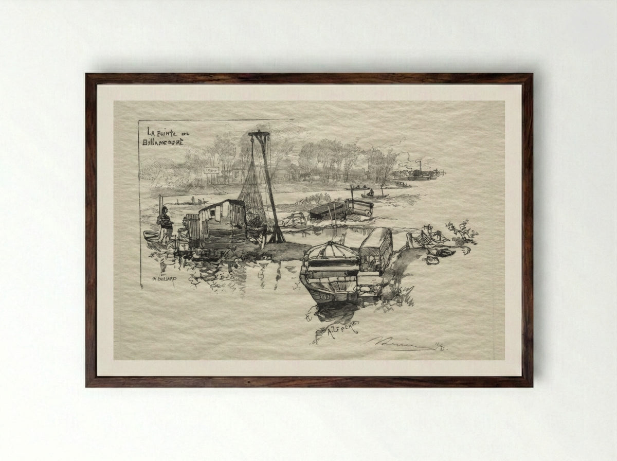 La Pointe de Billancourt - Auguste Louis Lepère - Framed Print Dark Wood